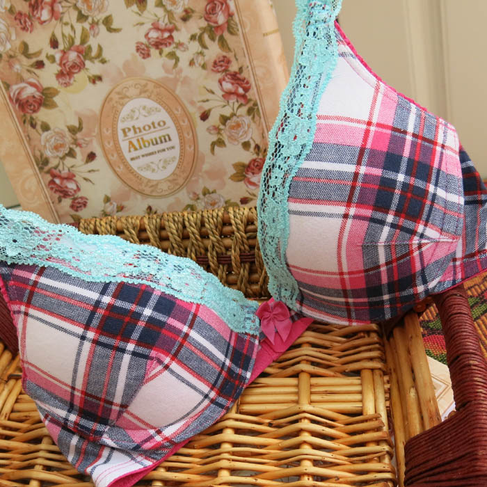 C4 single-bra flirtitude plaid bra underwear 70a75b