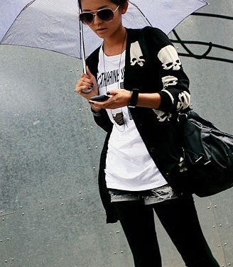 C5 2011 autumn and winter skull personality cardigan long-sleeve outerwear