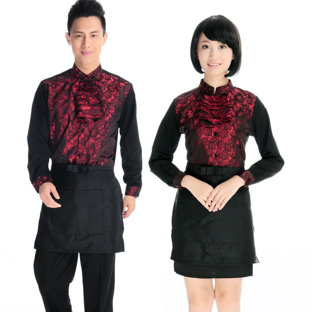 C638 work wear autumn and winter waiter uniform long-sleeve