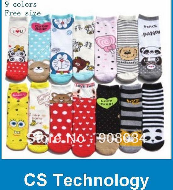 [C74] 2013 10pairs/lot,free shipping,casual socks cartoon women's socks wholesale