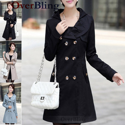 C85102 Fashion Double-breasted With Long Sleeve Overcoat Button Women Dust Coat