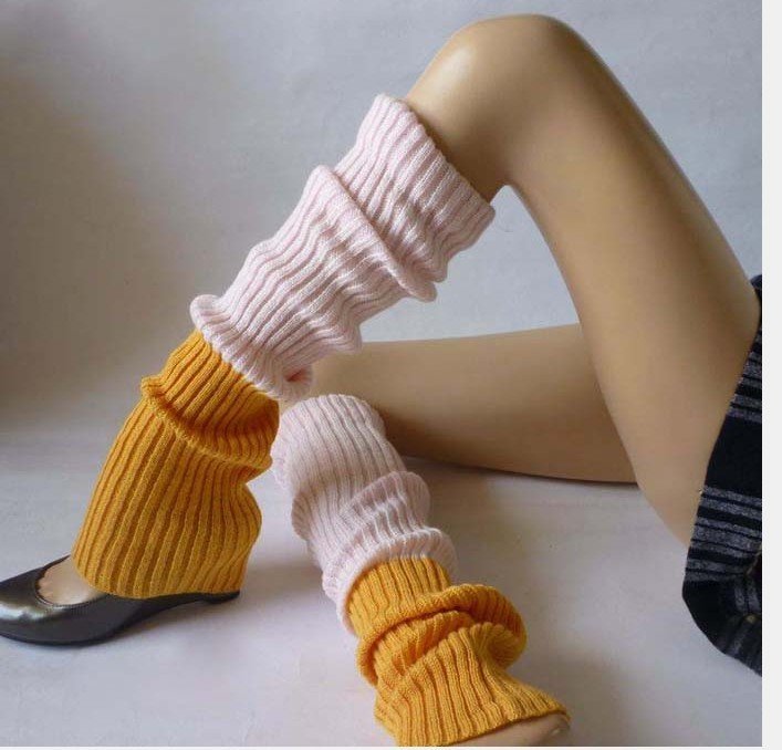 Campus wind color matching wool in drum reactor socks candy color students render socks knee socks