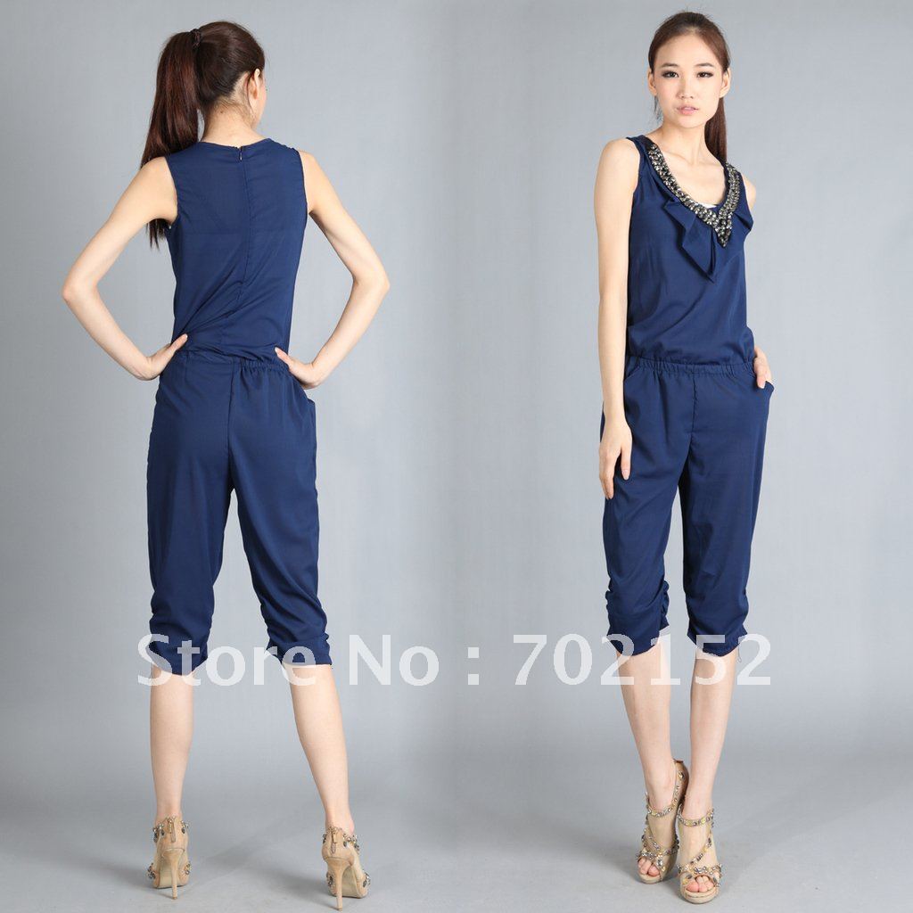 Candy chromophous one piece set shank length trousers short-sleeve T-shirt female summer light weight fabric up and down suit