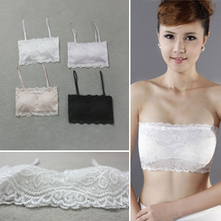 Candy color all-match full lace gulps half cup small cute tube top tube top