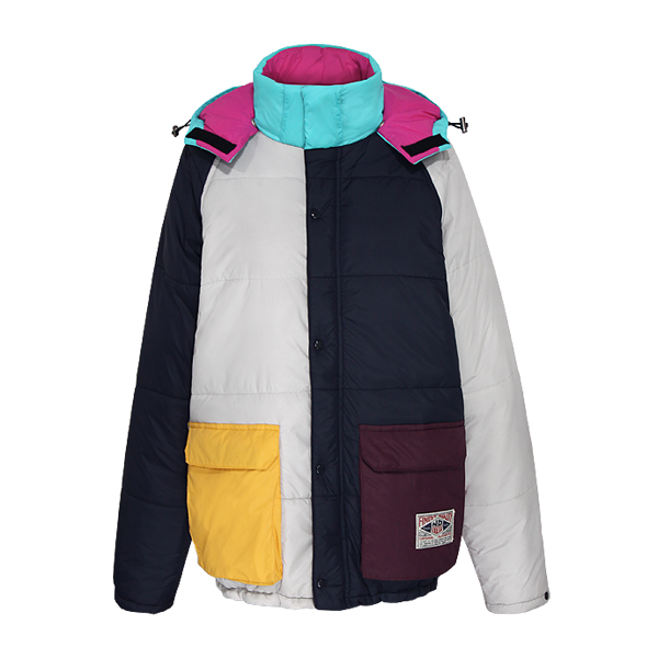 candy color block badge patchwork with a hood down coat cotton-padded jacket wadded jacket skiing outerwear