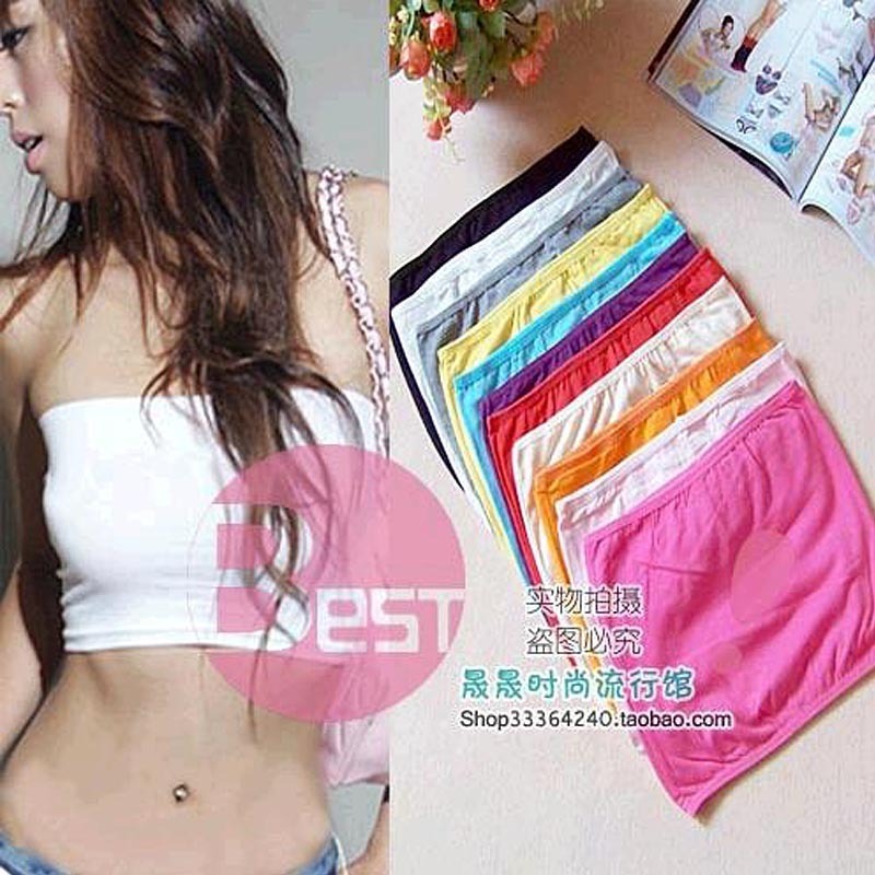 Candy color fashion brief all-match solid color medium-long tube top underwear