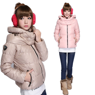 Candy color single-button double layer collar thickening thermal cotton-padded jacket down coat short design wadded jacket