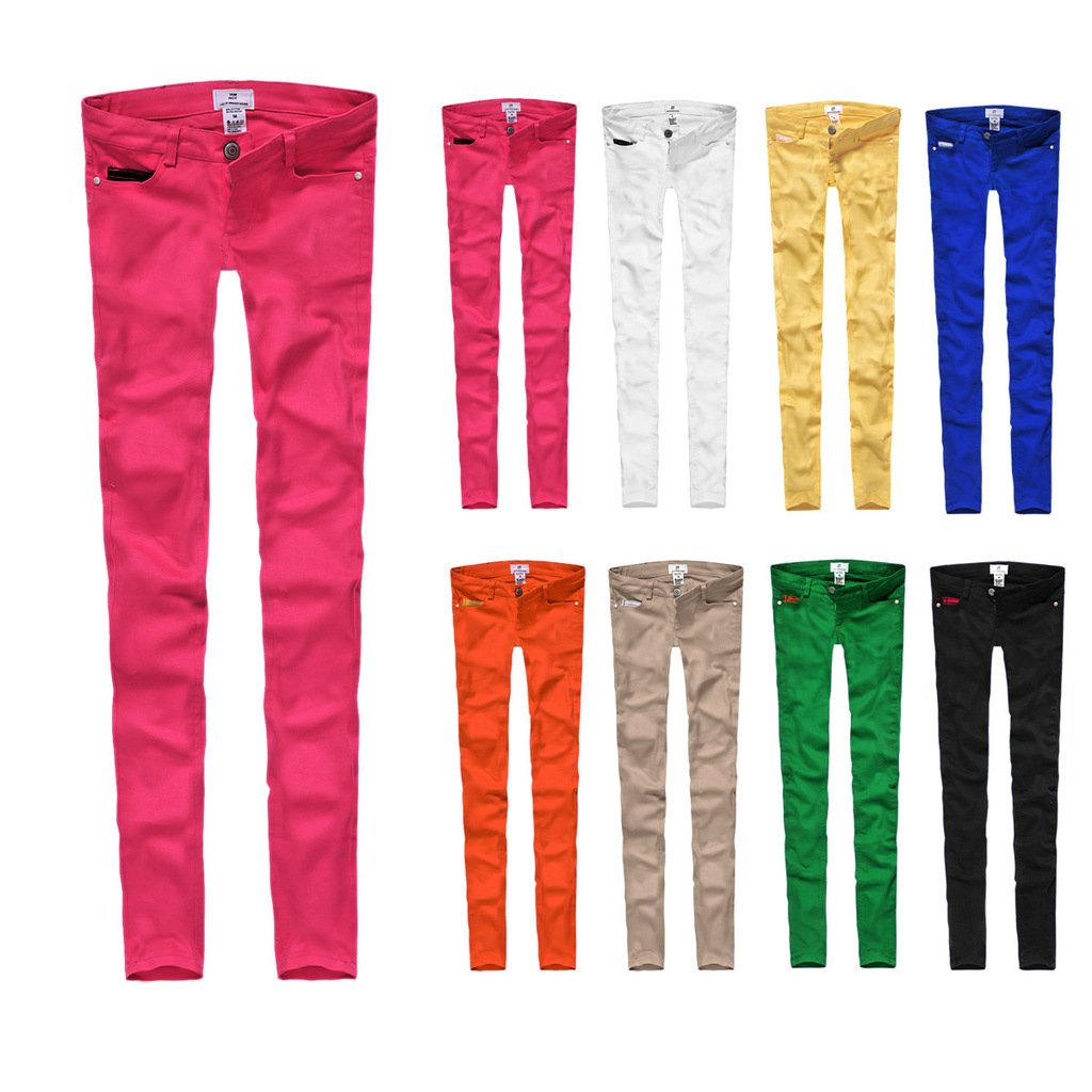 Candy color skinny jeans colored pencil pants slim trousers Women trousers 3623