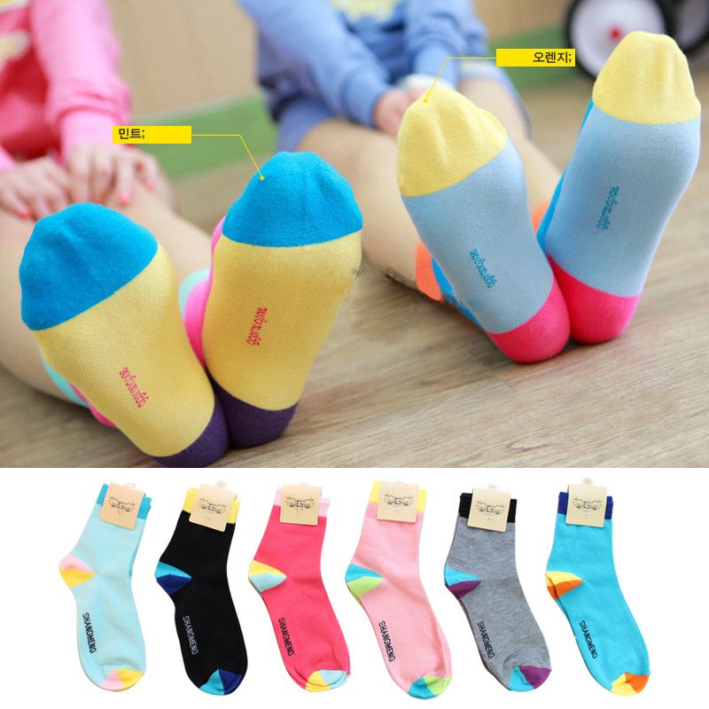 candy color socks multicolour fashion cotton women's sock spring