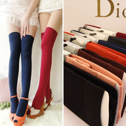 Candy Color Stocking Thick Velvet  Over-the-knee  Thigh Stockings Female