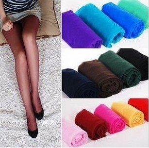 Candy color stockings multicolour step foot socks Core-spun Yarn foot socks foot socks plus crotch pantyhose