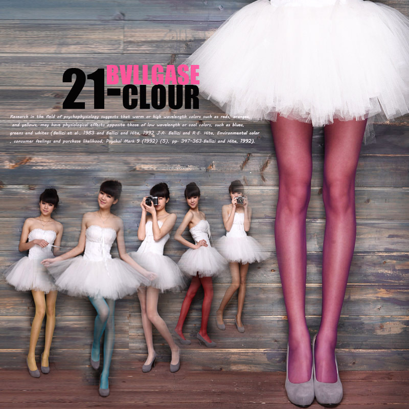 Candy color stockings ultra-thin multicolour Core-spun Yarn pantyhose socks female stockings