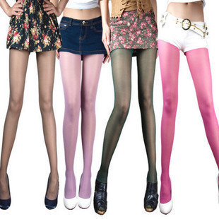 Candy color stockings ultra-thin multicolour Core-spun Yarn pantyhose socks female stockings