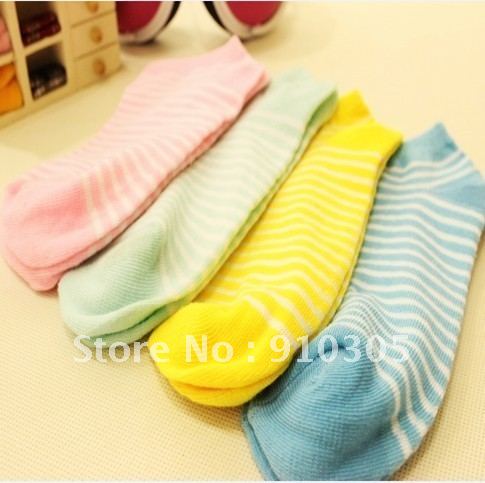 Candy color stripe dot love socks sock women's sock slippers