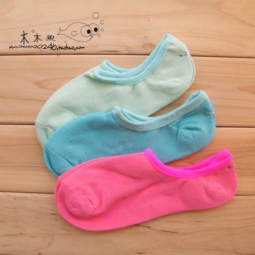 Candy color summer socks female socks cotton sock hemming sock slippers double