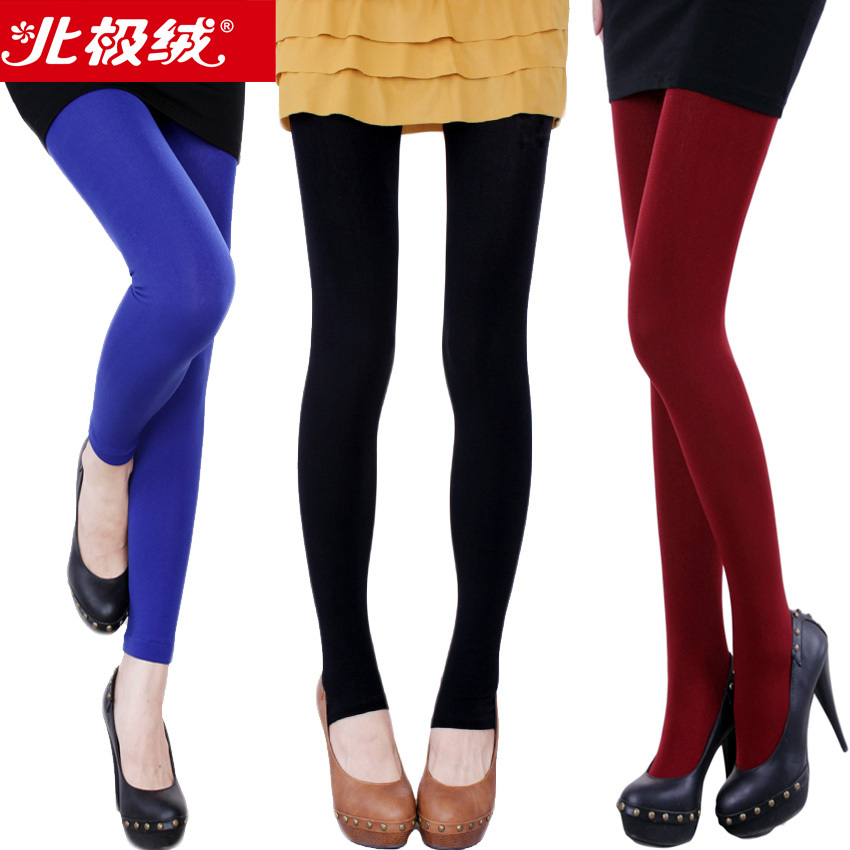 Candy color thermal velvet length  trousers pantyhose autumn and winter thermal underwear