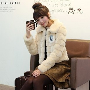 Candy color women's autumn and winter slim faux artificial rabbit fur trophonema short jacket ,Free shipping