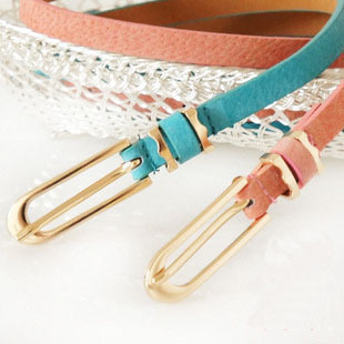 Candy color women's genuine leather thin belt women's all-match fashion pigskin pin buckle decoration strap