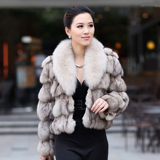 Card big fox fur women's short design outerwear self-shade Free shipping