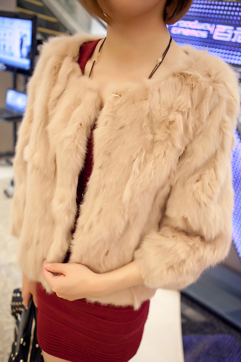 Carol women's three quarter sleeve rabbit fur coat 2012 autumn and winter short design overcoat a883