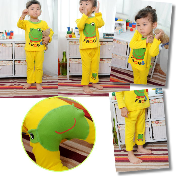 Cartoon 100% cotton long sleeve length pants pp pants piece set underwear set g13 male child female child sleepwear