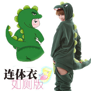 Cartoon animal lovers one piece coral fleece thickening sleepwear