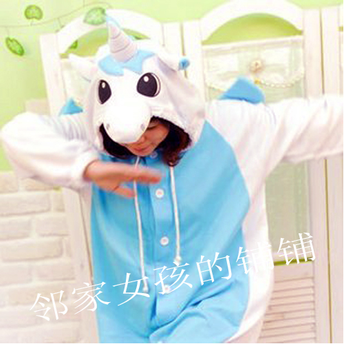 Cartoon animal one piece sleepwear unicorn lion thickening lovers parent-child costume customize