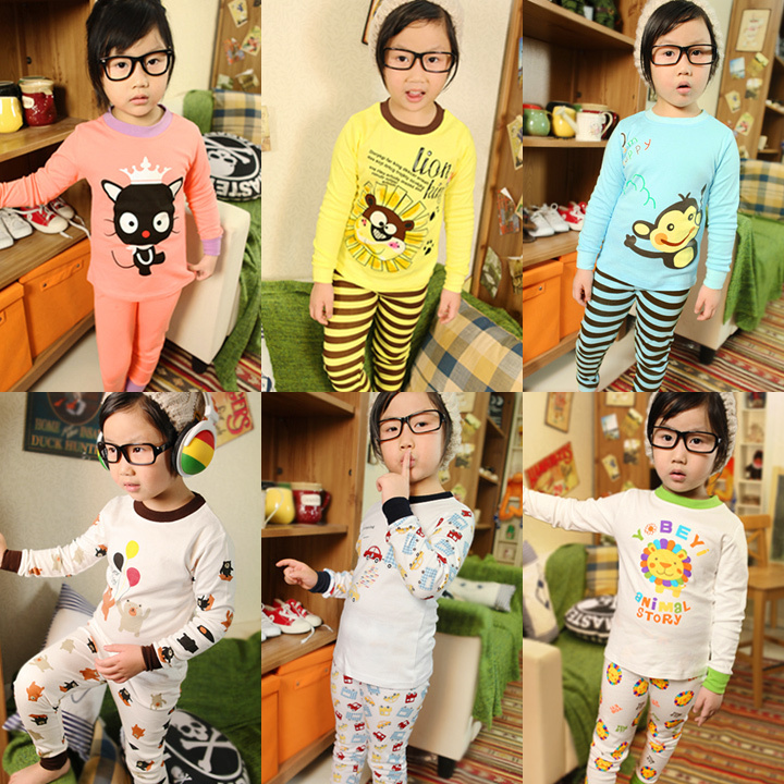 Cartoon baby child male girls clothing autumn lounge underwear set z0241