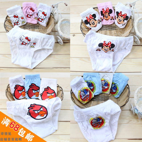 Cartoon child panties male shorts briefs 100% cotton panties