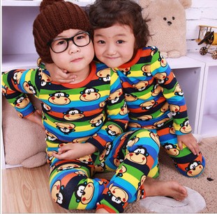 Cartoon child thermal vest set plus velvet thickening child vest underwear male child female child