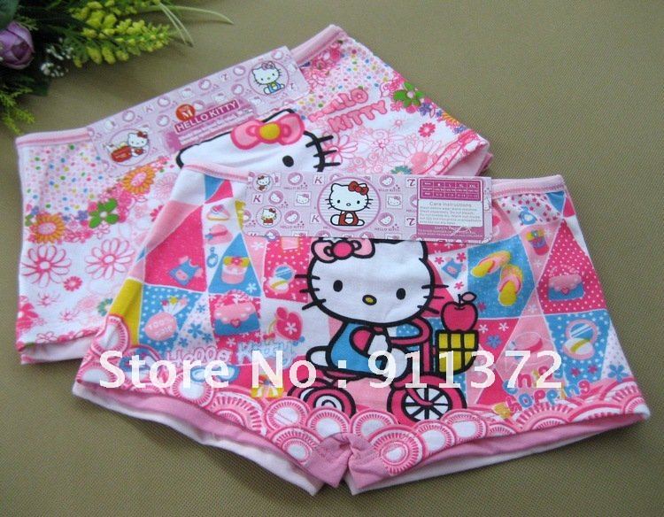 Cartoon Cute Cat Kids' Flat Foot Briefs Cotton Comfortable Children's Underwear 2 Colors Mixed