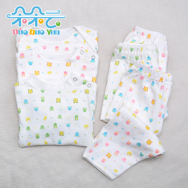 Cartoon graphic patterns baby 100% cotton underwear twinset baby underwear set infant long johns long johns