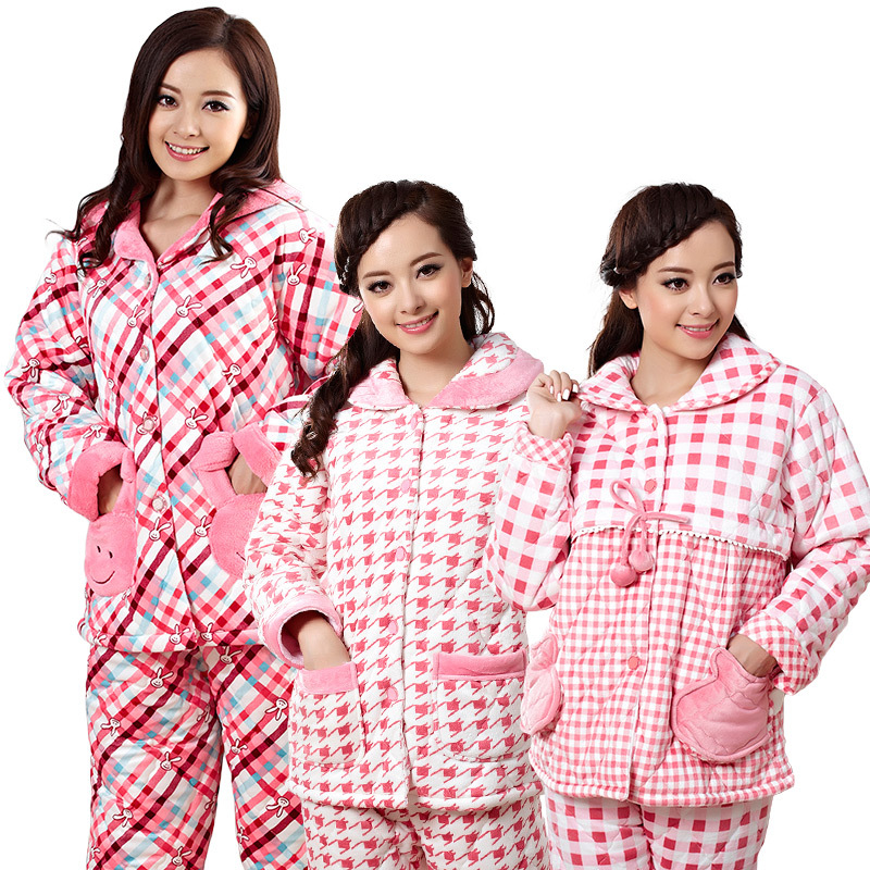 Cartoon sleepwear female winter thickening cotton-padded women's sleepwear lounge