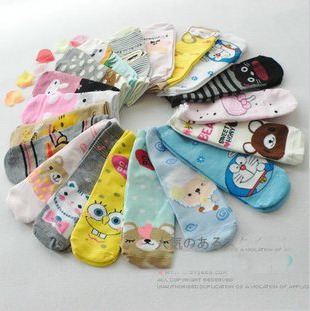 Cartoon socks cotton socks long design female cute socks