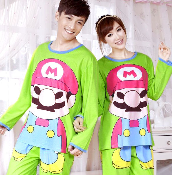 Cartoon spring and autumn cotton long-sleeve lovers sleepwear casual lounge