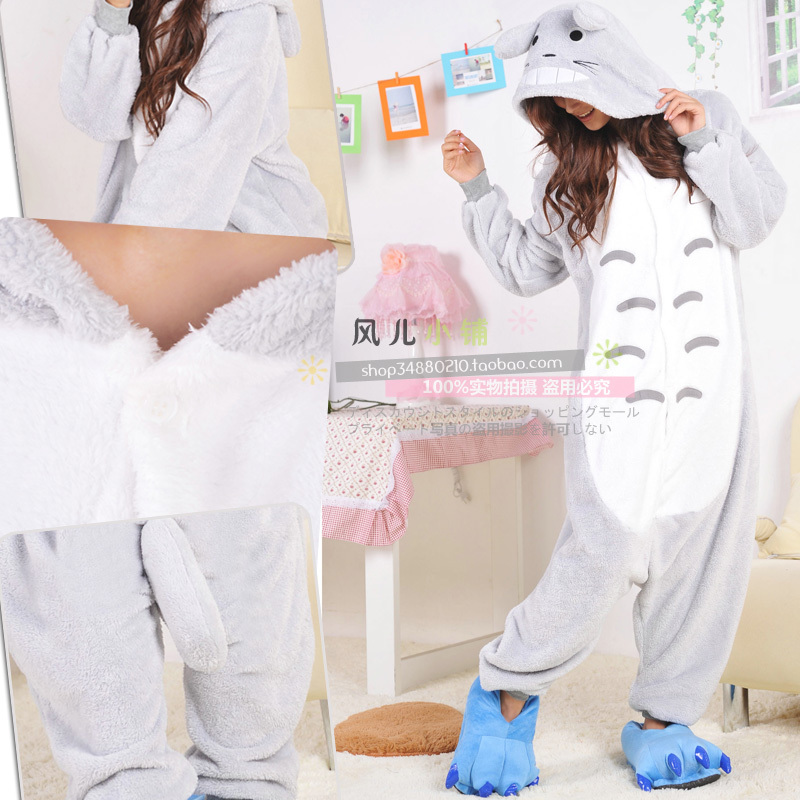 Cartoon winter thickening lengthen totoro thatmany hyraxes one piece sleepwear