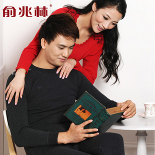 Cashmere kneepad thickening male women's thermal underwear set lovers design