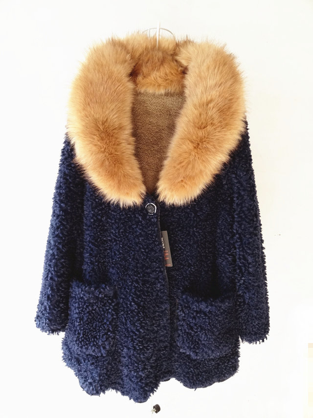 Cashmere large fur collar thermal thick long design outerwear cotton overcoat female