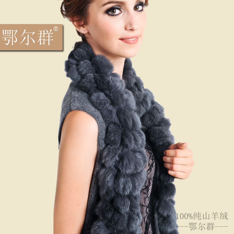 Cashmere leather cape hare fur collar patchwork cashmere cardigan cashmere knitted vest