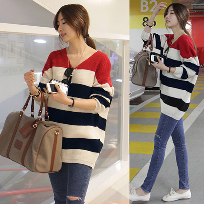 Casual all-match V-neck sweater outerwear 11203 free shipping