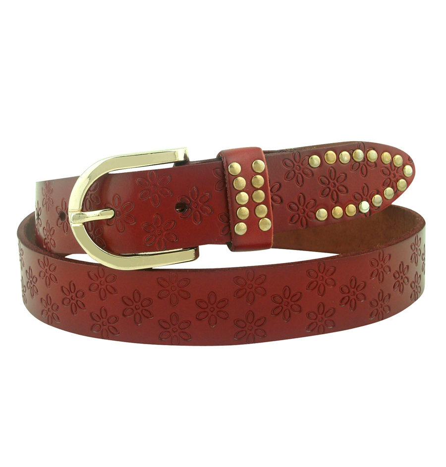 Casual all-match vintage rivet embossed pin buckle genuine leather women's strap women's belt