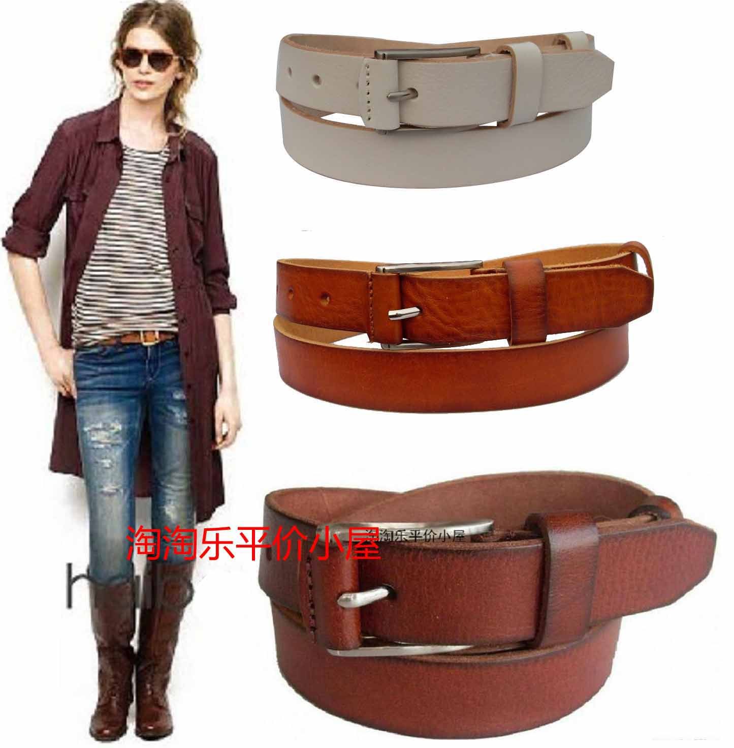 Casual cowhide female belt genuine leather strap pin buckle genuine leather women's strap white strap