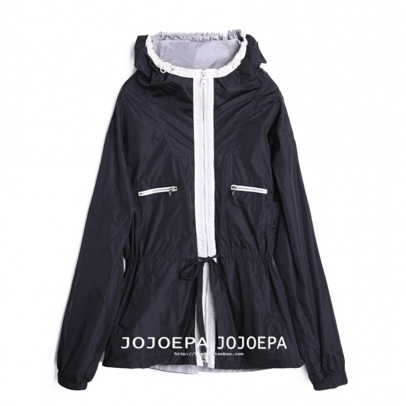 Casual drawstring short trench windproof waterproof sunscreen female outerwear