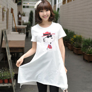 Casual long design o-neck short-sleeve T-shirt maternity top