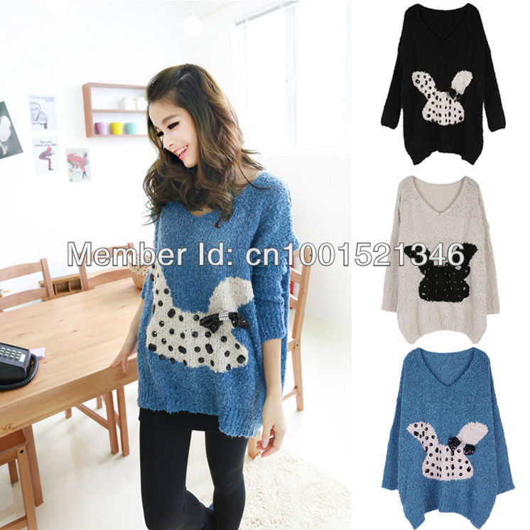 Casual Long Sleeve V-neck Loose Fit Jumper Sweater NO.0014