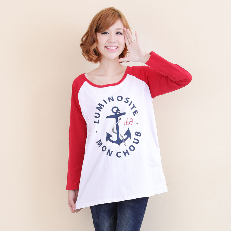 Casual t-shirt o-neck raglan sleeve maternity clothing comfortable cotton nursing loading 62079