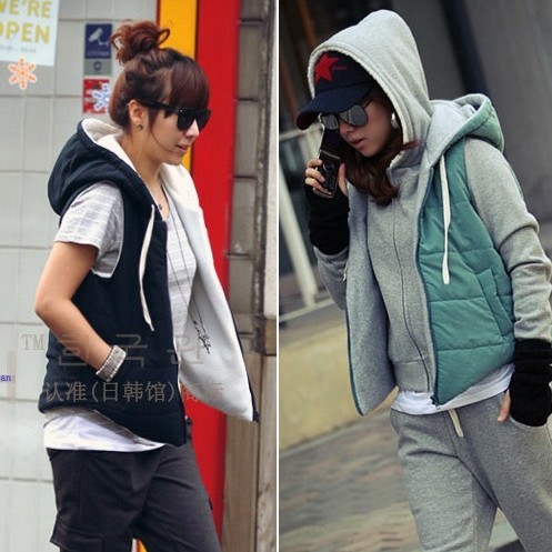 - casual vest all-match vest cotton-padded zipper pocket solid color short jacket