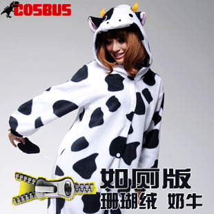 Cat sleepwear cow coral fleece cartoon animal one piece lounge lovers hyraxes free shipping