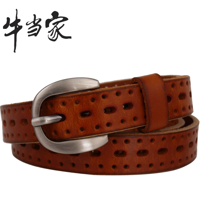 Cattle strap female genuine leather belt female cowhide strap first layer of cowhide cutout np138