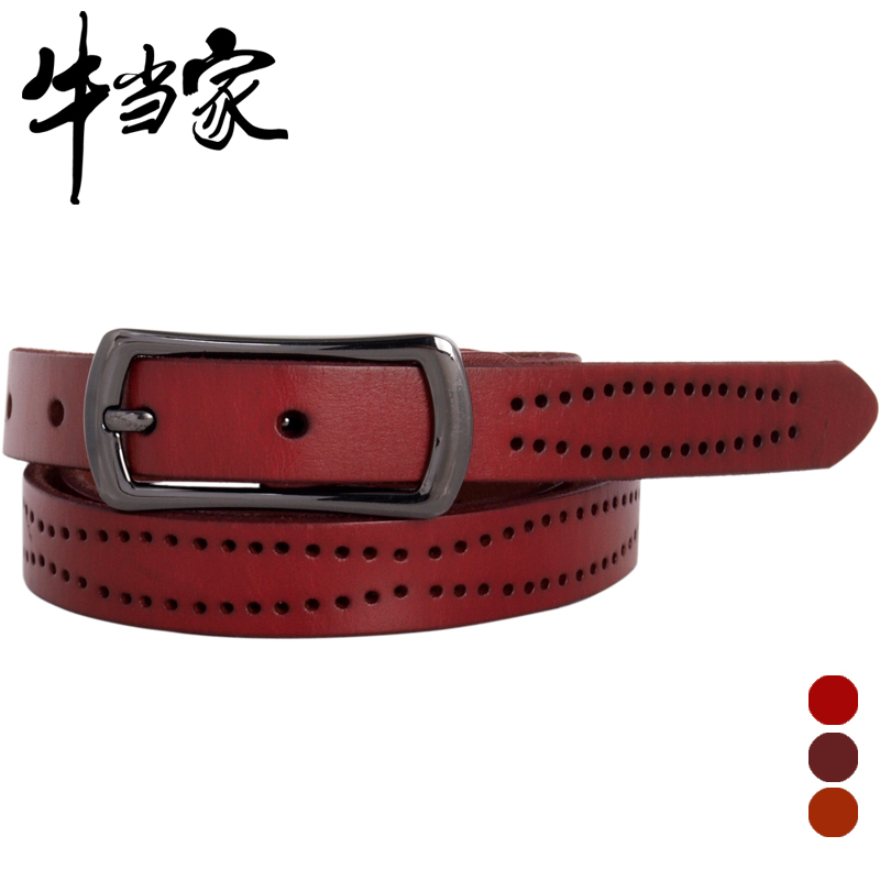 Cattle strap Women red genuine leather belt female genuine leather all-match belt female np280